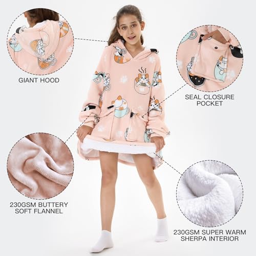 SENVINI Wearable Blanket Hoodie, Oversized Blanket Sweater With Sleeves for Teen Girls 10-12, Fuzzy Cozy Big Hooded Blanket Sweatshirt Jacket Robe, Cute Hideout Hoodie for Girl Sister Gifts - Image 2