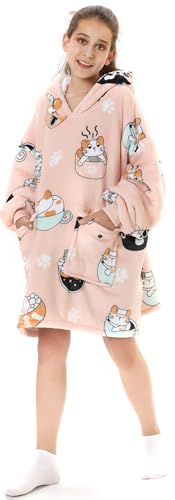 SENVINI Wearable Blanket Hoodie, Oversized Blanket Sweater With Sleeves for Teen Girls 10-12, Fuzzy Cozy Big Hooded Blanket Sweatshirt Jacket Robe, Cute Hideout Hoodie for Girl Sister Gifts - Image 1