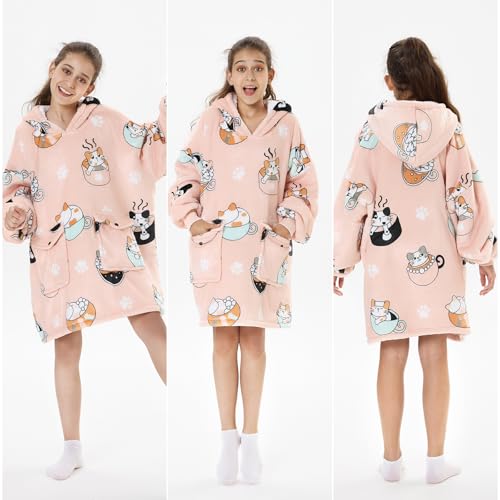 SENVINI Wearable Blanket Hoodie, Oversized Blanket Sweater With Sleeves for Teen Girls 10-12, Fuzzy Cozy Big Hooded Blanket Sweatshirt Jacket Robe, Cute Hideout Hoodie for Girl Sister Gifts - Image 3