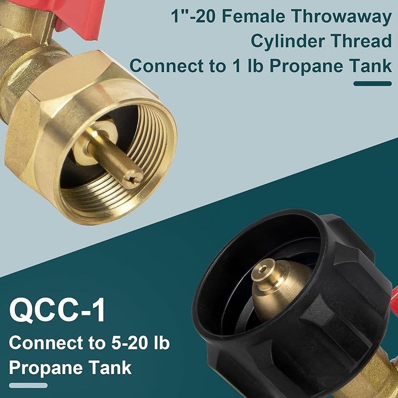 GASPRO Upgraded Propane Refill Adapter with Valve and Gauge, Fill 1 lb Bottles from 20 lb Tank, 90-Degree Elbow Design, Easy to Use, Solid Brass - Image 2