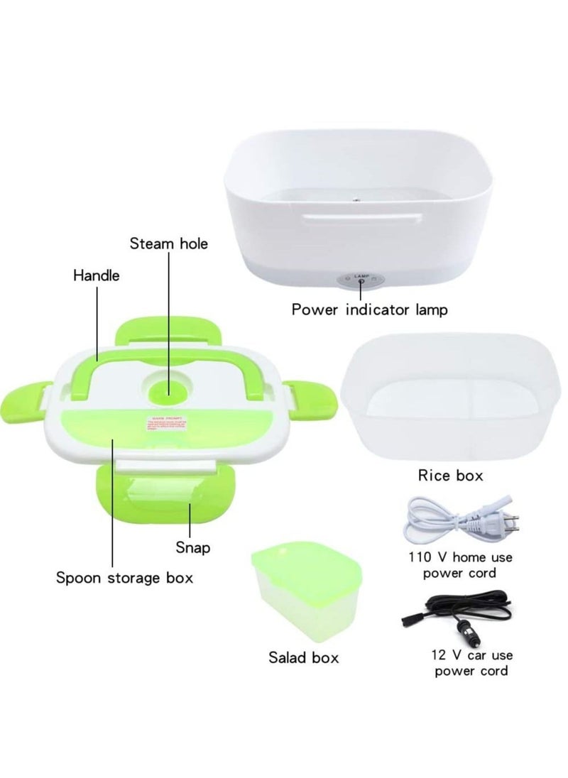 Generic - Electric Lunch Box, Portable Food Heater Car and Home Dual Use with BPA Free PP Plastic Container Food Grade Material 110V&12V40W, Food Warmer Heater 1.5L, Spoon and 2 Compartments Included … - Image 1