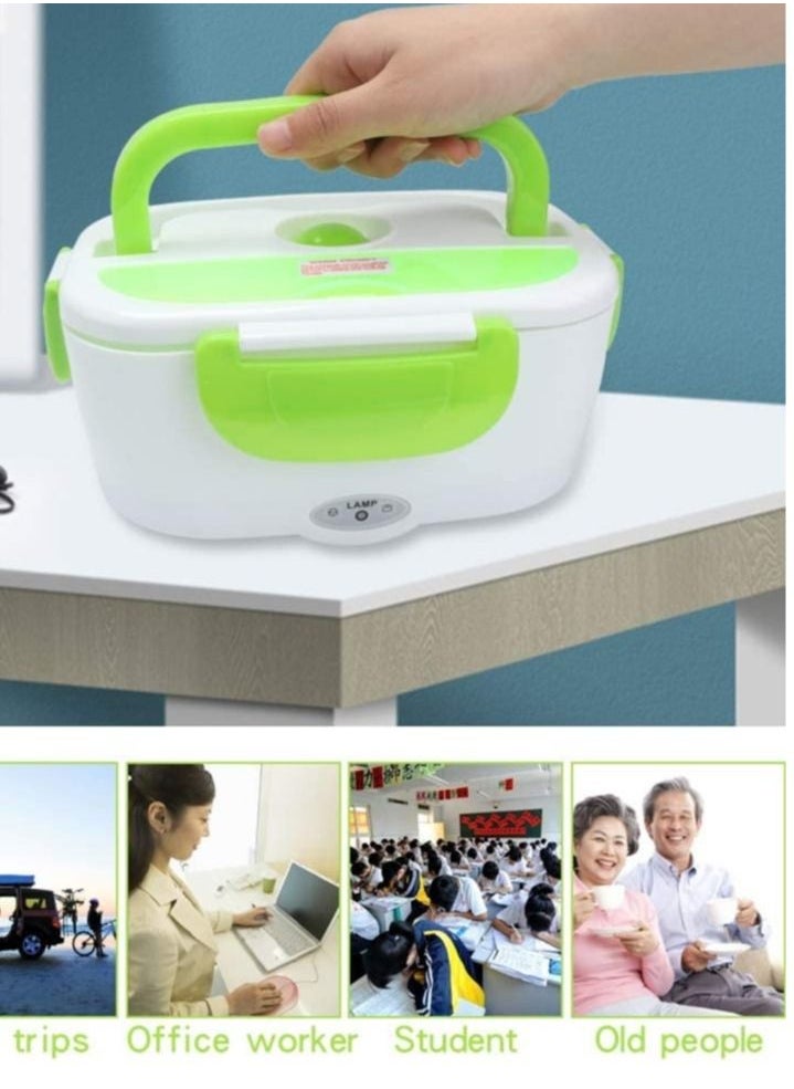 Generic - Electric Lunch Box, Portable Food Heater Car and Home Dual Use with BPA Free PP Plastic Container Food Grade Material 110V&12V40W, Food Warmer Heater 1.5L, Spoon and 2 Compartments Included … - Image 1