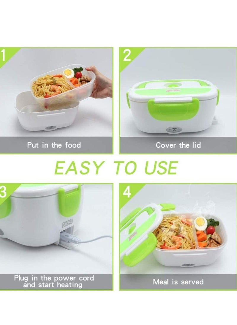 Generic - Electric Lunch Box, Portable Food Heater Car and Home Dual Use with BPA Free PP Plastic Container Food Grade Material 110V&12V40W, Food Warmer Heater 1.5L, Spoon and 2 Compartments Included … - Image 1