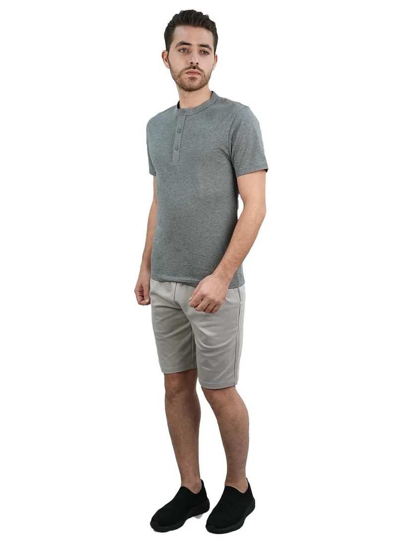 GIORDANO Men's Cotton Jersey Slim Fit Henley Tee