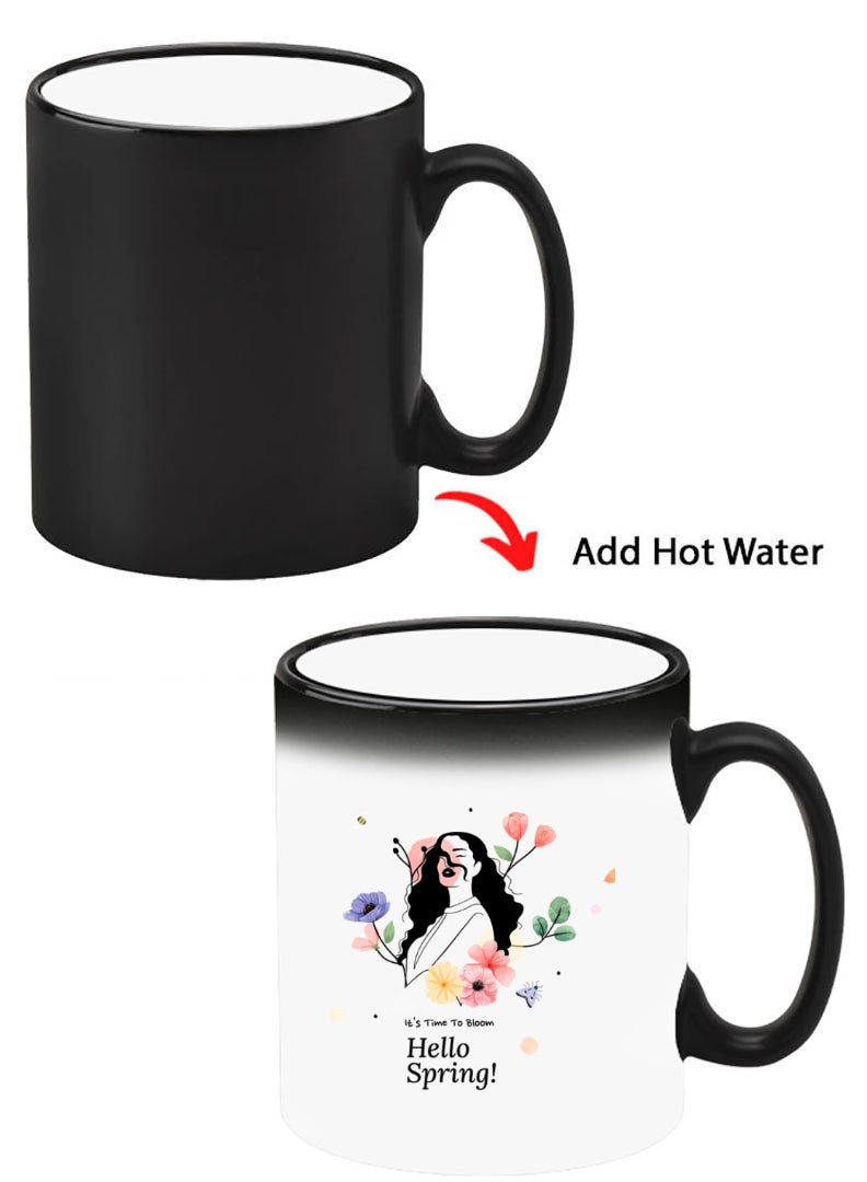 Theodor Color Changing Heat Sensitive Ceramic Mug, Image Revealed When HOT Liquid is Added! Hello Spring - Image 1