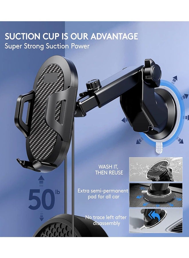 Mobile Holder For Car, Car Phone Holder, Universal Mobile Phone Car Mount Holder 360° Rotation for Auto Windshield and Dash, Compatible with All Mobile Phones - Image 2