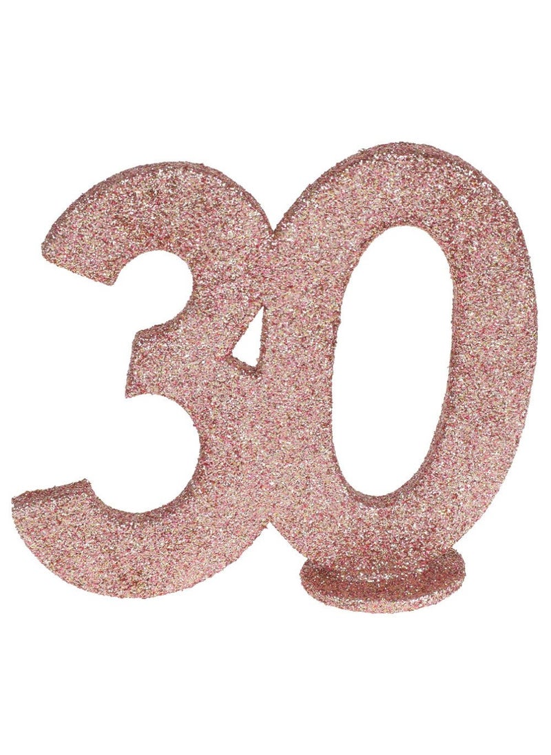 زينة ذكرى عيد الميلاد الثلاثين، لون ذهبي وردي، 10×11 سم