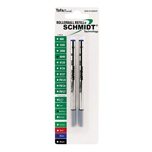 Schmidt 6040 Fineliner Spring Loaded Refill 1.0mm, Blue, 2 Pack Blister (SC58118) | German-Made for Smooth, Vibrant Writing | Compatible with Monteverde USA, Conklin, Faber-Castell, and More - Image 1