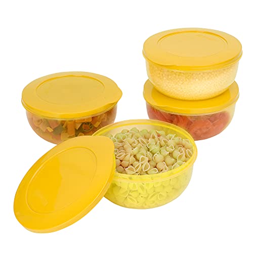 Cutting EDGE 1300ml Eco-Storage Plastic Container & Organizer Set of 4 for Kitchen, Refrigerator, Lunch & Food Storage (Yellow) - Image 1