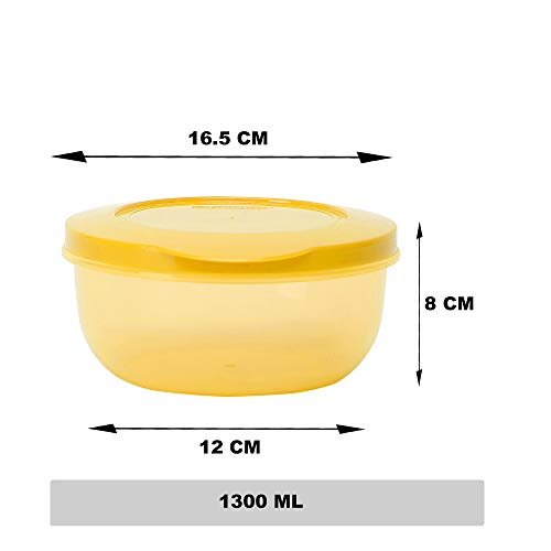 Cutting EDGE 1300ml Eco-Storage Plastic Container & Organizer Set of 4 for Kitchen, Refrigerator, Lunch & Food Storage (Yellow) - Image 5