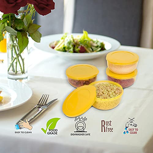 Cutting EDGE 1300ml Eco-Storage Plastic Container & Organizer Set of 4 for Kitchen, Refrigerator, Lunch & Food Storage (Yellow) - Image 2