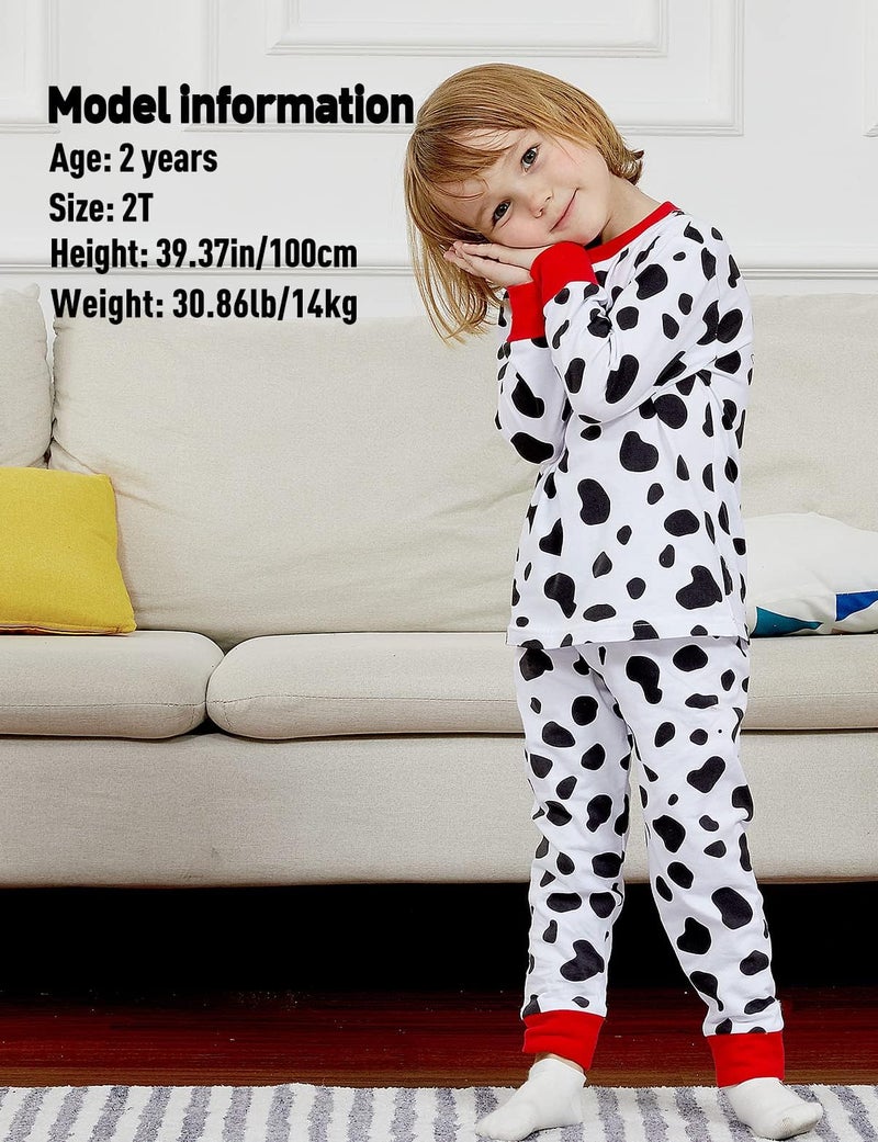 A&J DESIGN Children Pajamas for Girls Boys Dalmatian Animal Funny Sleepwear 100 Days of School Shirt Jammies Pj Set Size 7 Years - Image 4