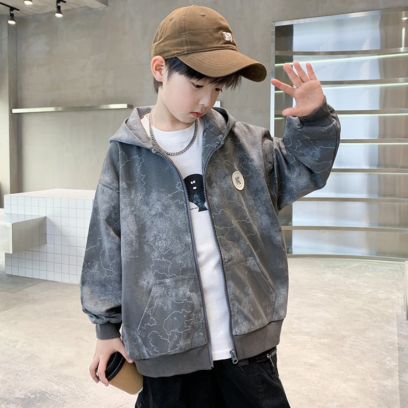 Boys' Labeling Coat Autumn Children'S Western Style Casual Hooded Coat Mid-Big Children'S Rusk Coat Handsome - Image 4