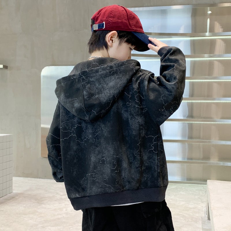 Boys' Labeling Coat Autumn Children'S Western Style Casual Hooded Coat Mid-Big Children'S Rusk Coat Handsome - Image 5