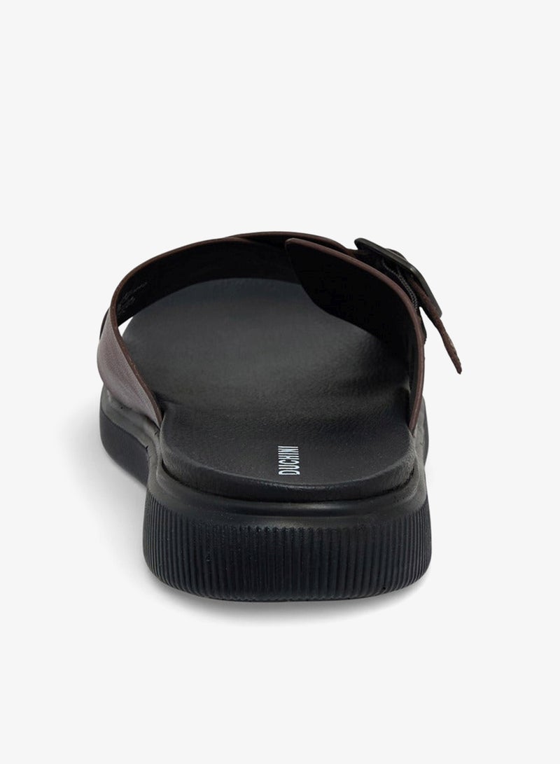 DUCHINI Men Leather Cross Strap Sandals - Image 5