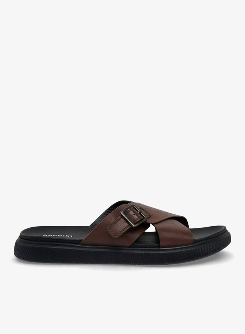 DUCHINI Men Leather Cross Strap Sandals - Image 1