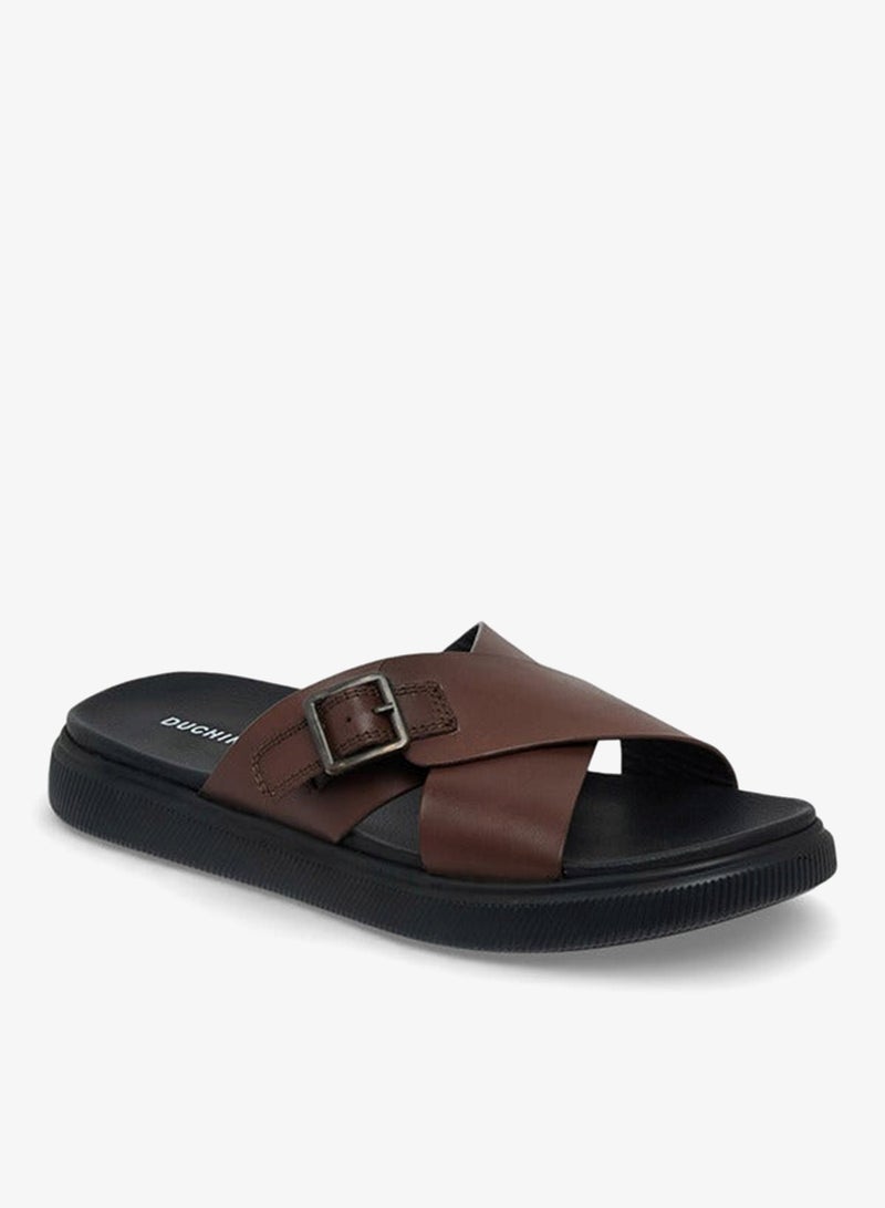 DUCHINI Men Leather Cross Strap Sandals - Image 3