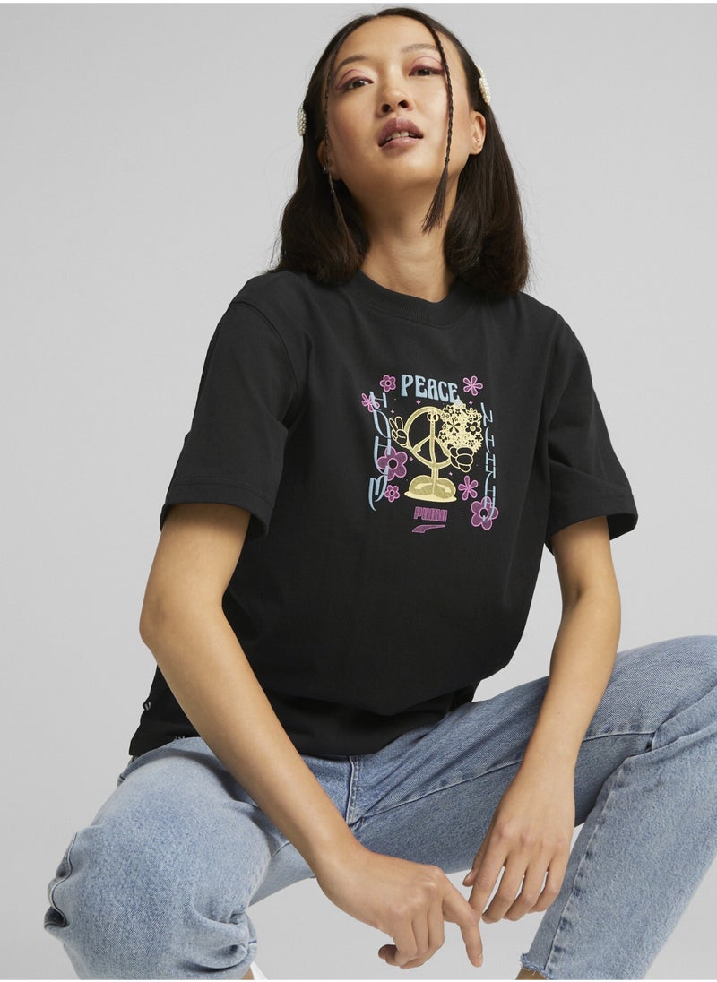 PUMA - DOWNTOWN Womens Relaxed Graphic T-Shirt - Image 1