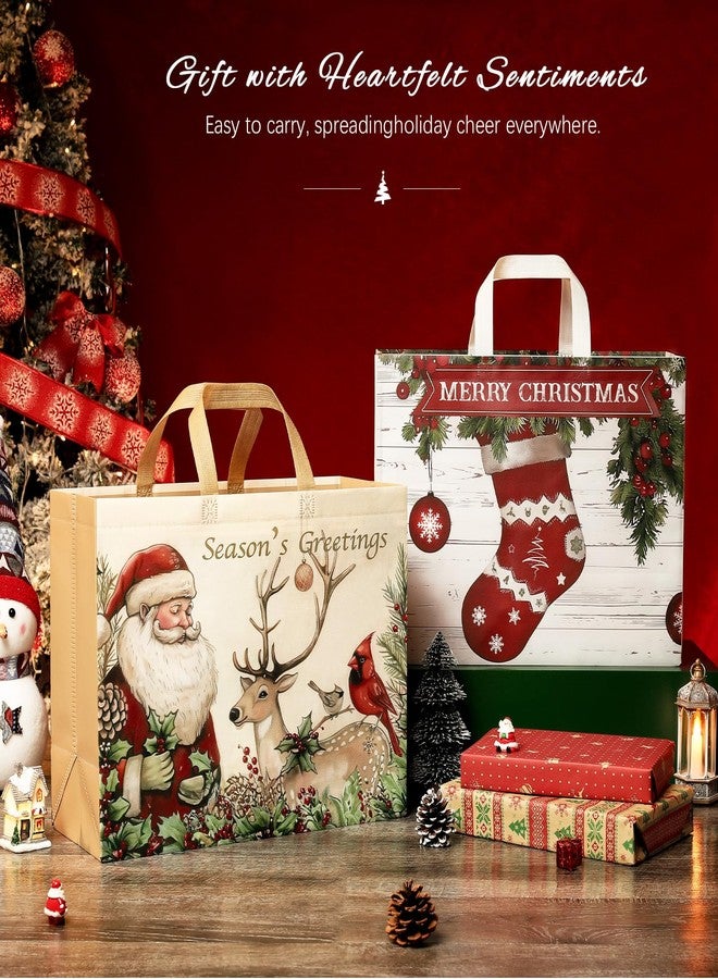 STYPOP 12 Pack 17" Extra Large Christmas Gift Bags, Reusable Non-Woven Christmas Tote Bags with Handles, Perfect for Gift Wrap/Party Favor Supplies, 16.9 * 12.6 * 6.8" - Image 2