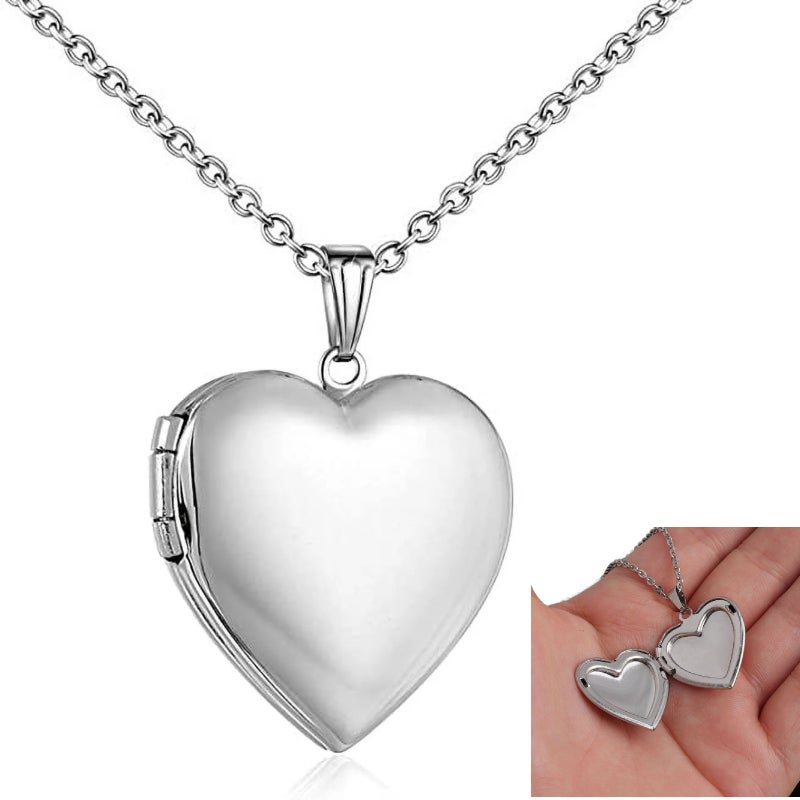 Love Heart Locket Necklace That Holds Pictures Polished Lockets Necklaces Birthday Gifts for Girls Boys - Image 1