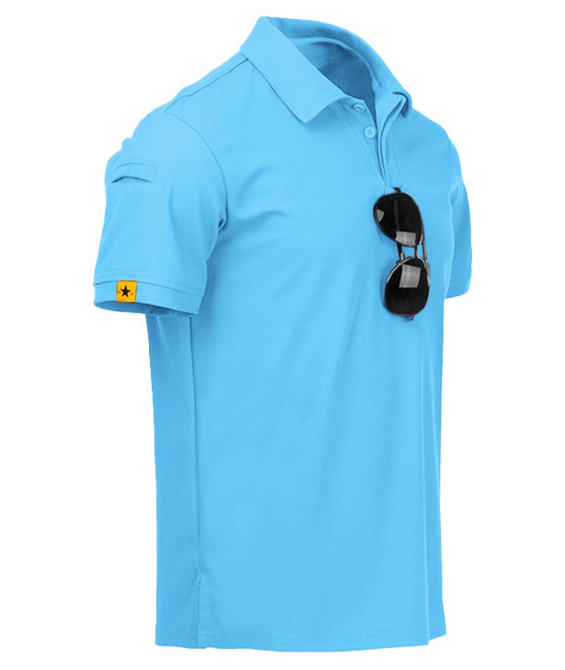 ZITY Mens Polo Shirt Short Sleeve Sports Tactical T-Shirt Athletic Golf Polos Daily Casual Stylish Collared Shirts for Men SkyBlue Medium - Image 1