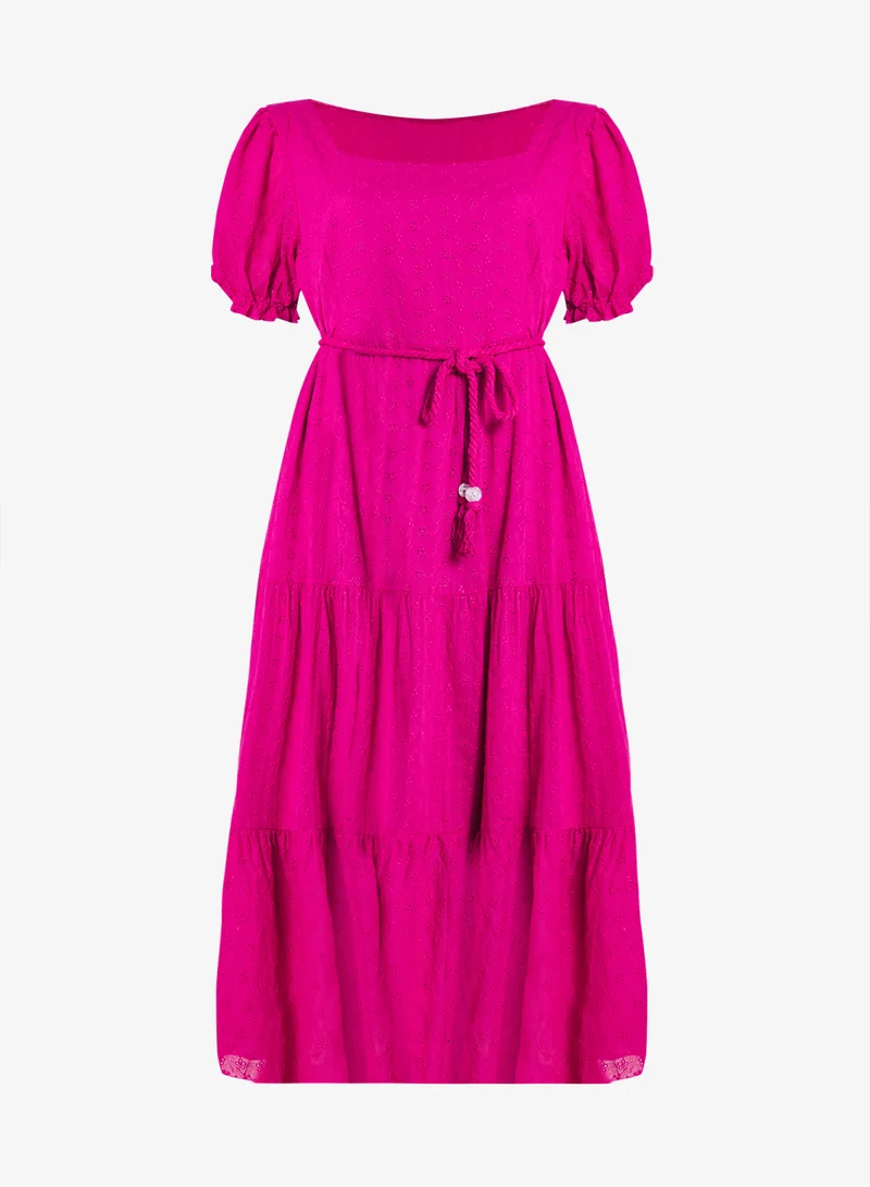 Ginger Plus Puff Sleeves Tiered Dress