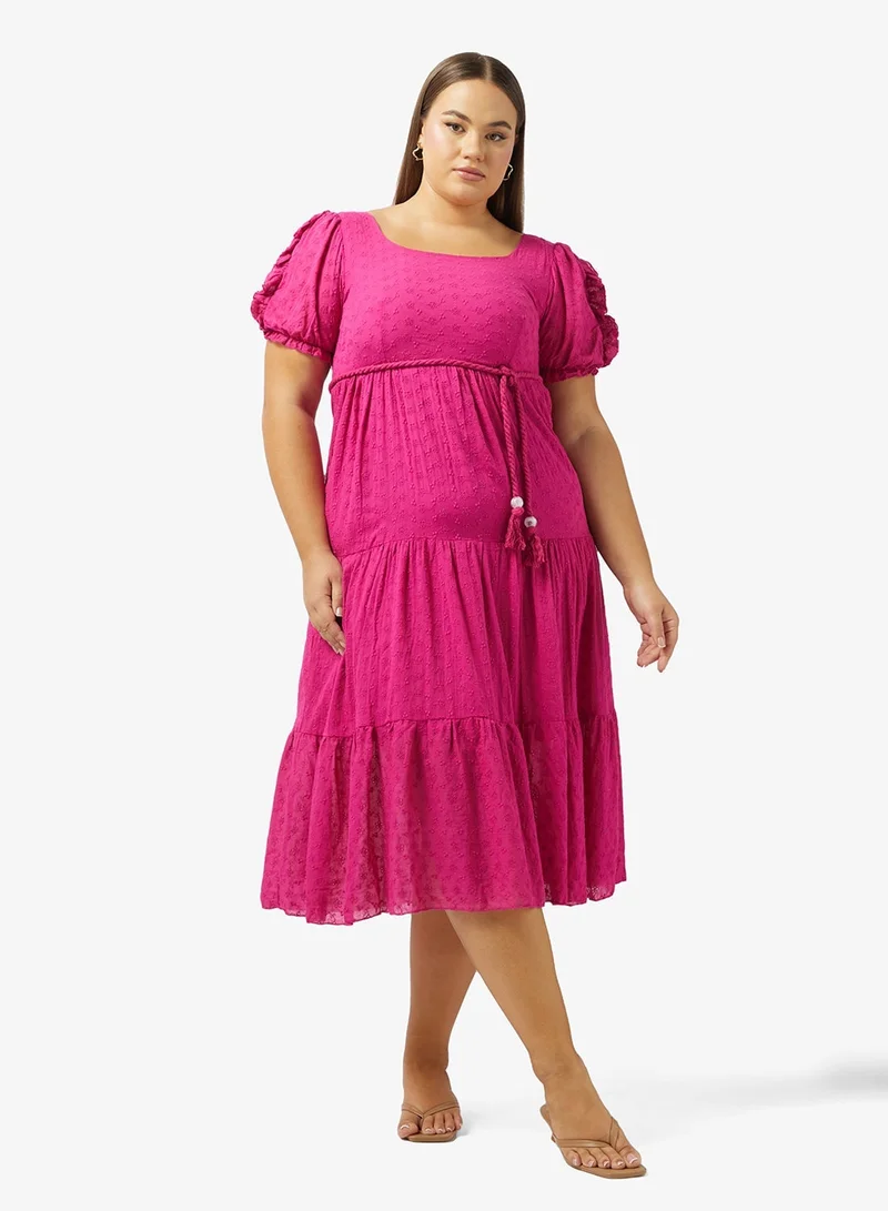 Ginger Plus Puff Sleeves Tiered Dress