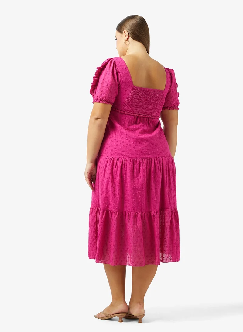 Ginger Plus Puff Sleeves Tiered Dress