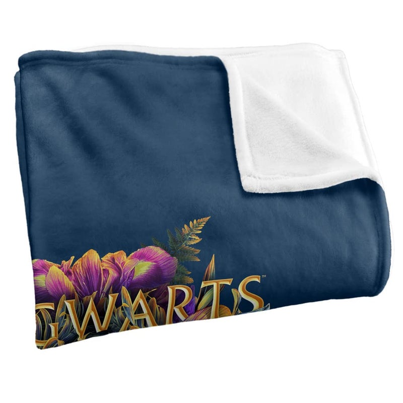 LOGOVISION Harry Potter Hogwarts Multi-Colored Floral Crest Silky Touch Super Soft Throw Blanket 36" x 58",Hogwarts Multi-Colored Floral Crest, Blue - Image 3