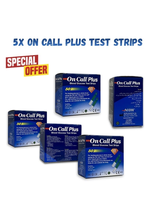 On Call Bundle of On Call Plus Blood Glucose Test Strips x5 x50 - 250 Pcs - Image 1