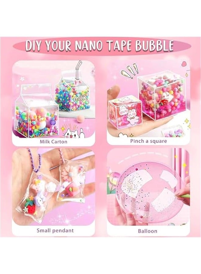 TRASSLE Durku 64 Pcs Nano Tape Bubbles Kit,Double Sided Tape Nano Tape Kit,Bubble Blowing Tape Elastic Bubble DIY Craft Kit for Party Favors Gifts Supplies Tape for Kids - Image 2