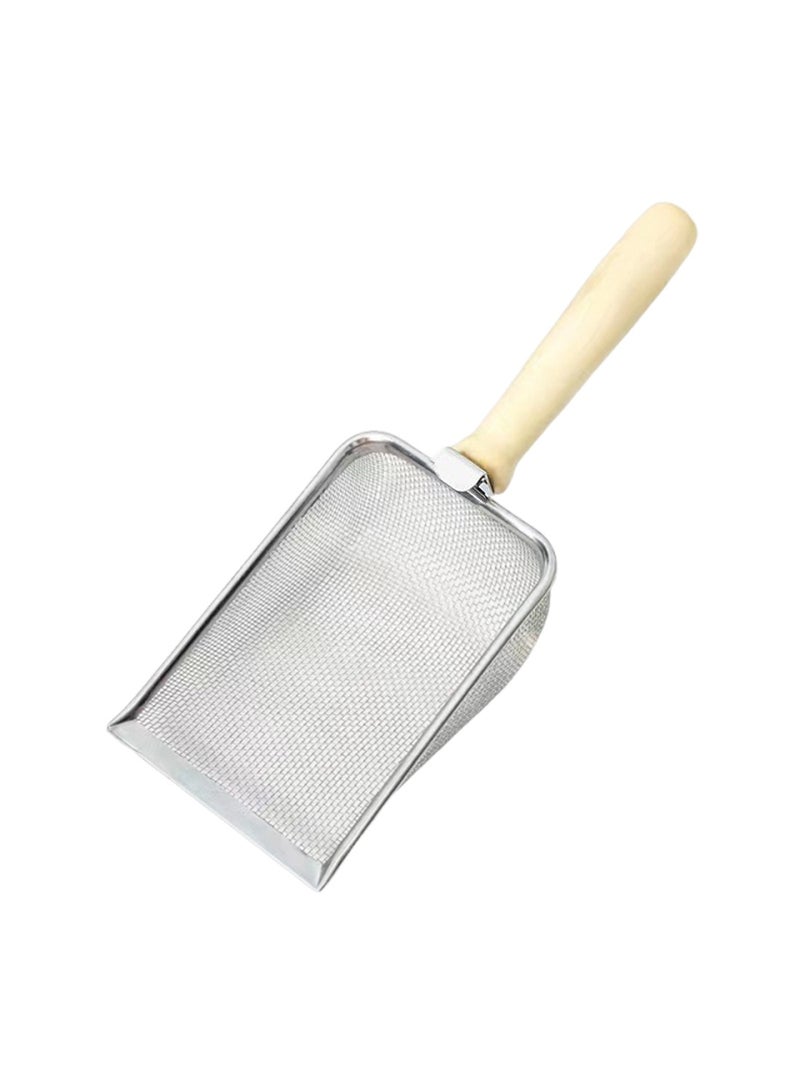 Kidle Stainless Steel Mesh Cat Litter Shovel Durable Metal Cat Shovel with Wooden Handle for Litter Box Cleaning for Kittens 