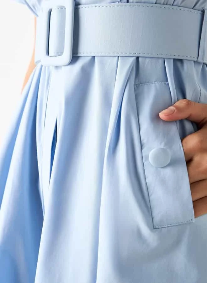 2Xtremz 2Xtremz Collared Shirt Dress with Pockets and Belt