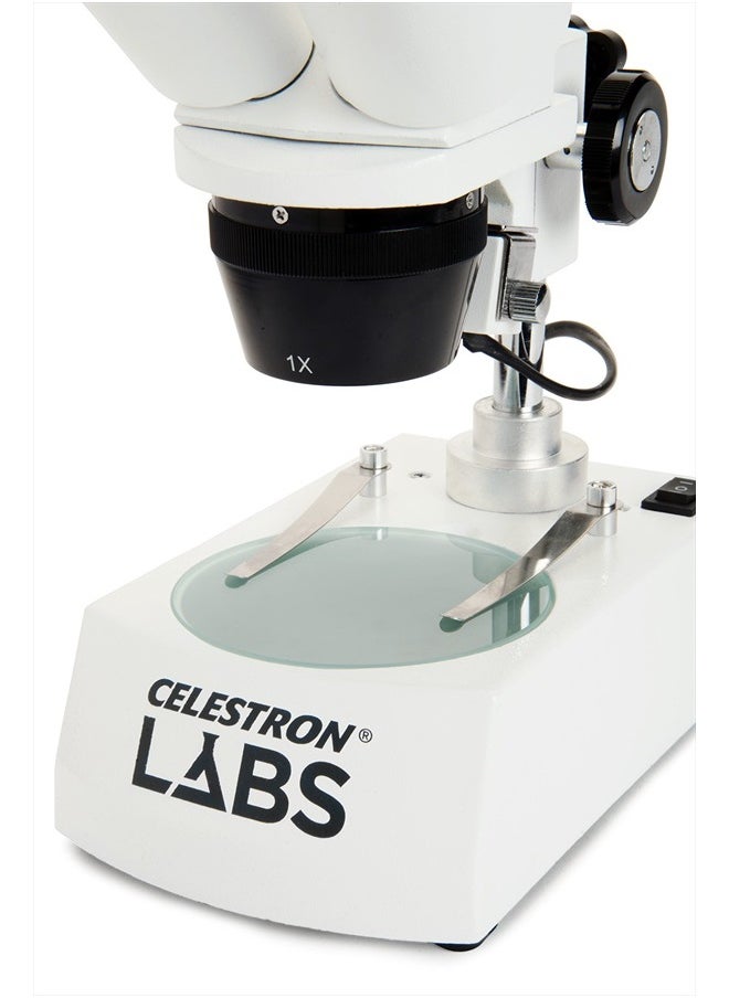 Labs Stereo Microscope – 10-60x Magnification – Upper and Lower LED Illumination – Includes 2 Viewing Plates and 4 Specimen Blocks