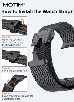 Motim Milanese Mesh Loop Band with Secure Double Button Clasp,Parachute-Style Metal Buckle, 49mm 46mm 45mm 44mm 42mm, Compatible with Apple Watch Ultra 1/2  iWatch SE Series 10 9 8 7 6 5 4 3 2 1 SE  - Image 3