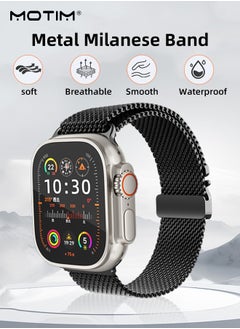 Motim Milanese Mesh Loop Band with Secure Double Button Clasp,Parachute-Style Metal Buckle, 49mm 46mm 45mm 44mm 42mm, Compatible with Apple Watch Ultra 1/2  iWatch SE Series 10 9 8 7 6 5 4 3 2 1 SE  - Image 2