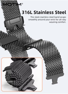 Motim Milanese Mesh Loop Band with Secure Double Button Clasp,Parachute-Style Metal Buckle, 49mm 46mm 45mm 44mm 42mm, Compatible with Apple Watch Ultra 1/2  iWatch SE Series 10 9 8 7 6 5 4 3 2 1 SE  - Image 4