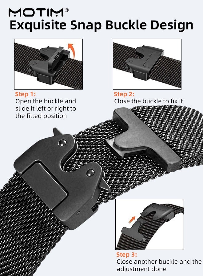 Motim for Apple Watch Bands 49mm 46mm 45mm 44mm 42mm, Stainless Steel Mesh Loop with Parachute-style Metal Buckle, Compatible with Apple Watch Ultra 1/2 iWatch SE Series 10/9/8/7/6/5/4/3/2/1/SE - Image 3