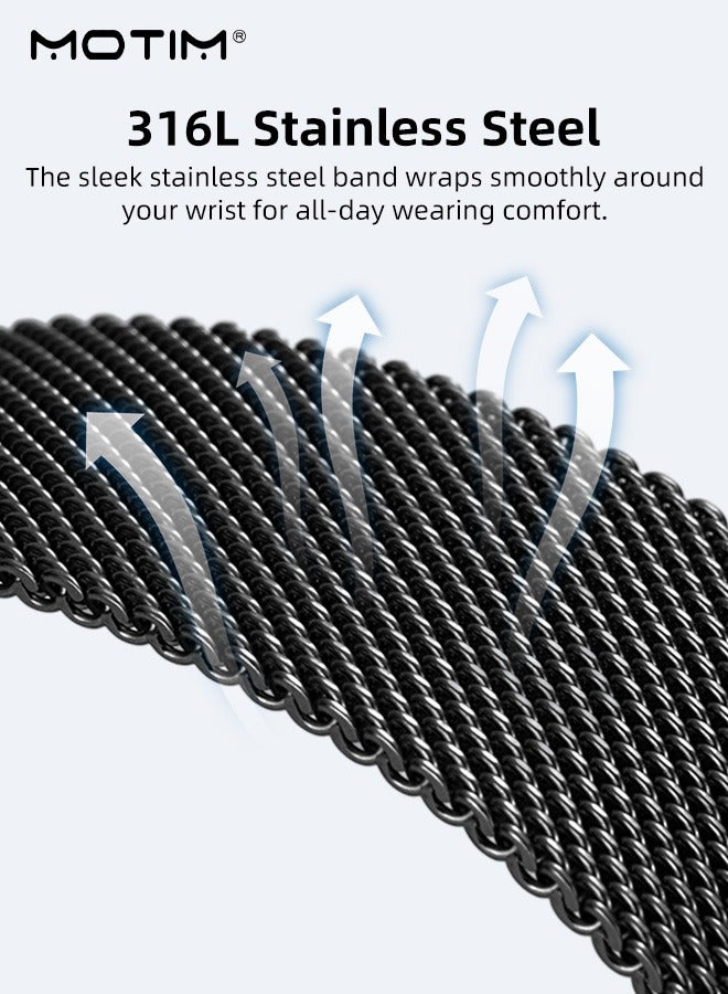 Motim for Apple Watch Bands 49mm 46mm 45mm 44mm 42mm, Stainless Steel Mesh Loop with Parachute-style Metal Buckle, Compatible with Apple Watch Ultra 1/2 iWatch SE Series 10/9/8/7/6/5/4/3/2/1/SE - Image 5