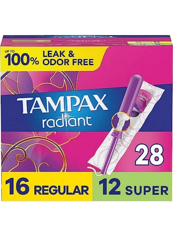 Tampax Tampax Radiant Tampons Multipack With Leakguard Braid, Regular/Super Absorbency, With Leakguard Braid, Unscented, 28 Count  - Image 1