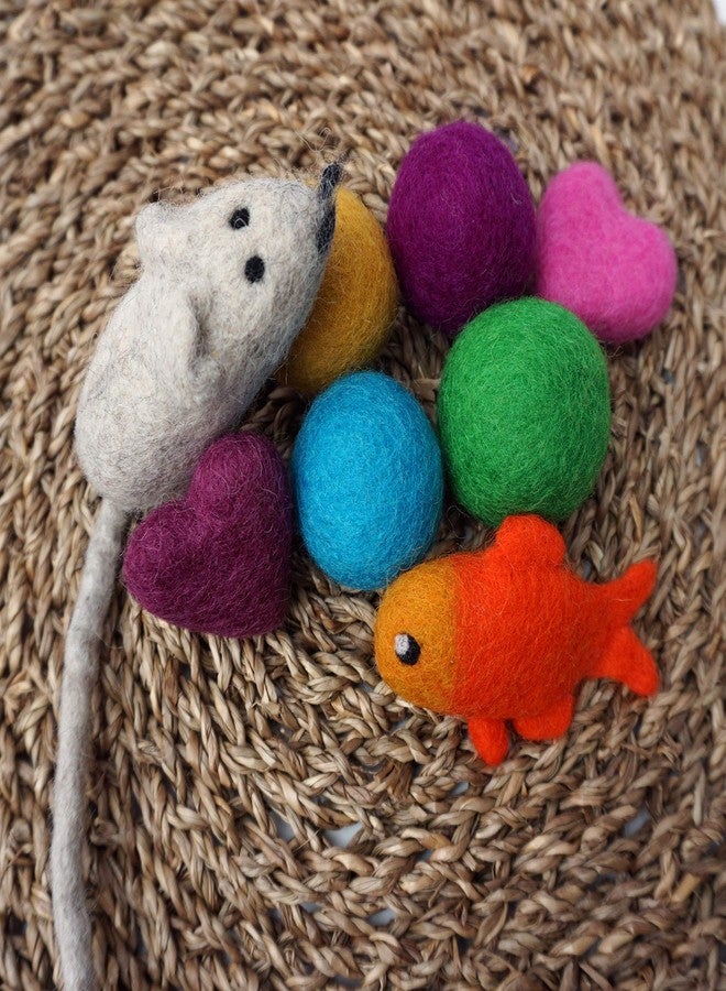 Mokoboho Toys for Cats and Kittens 100% Wool Felt Handmade in Nepal (8 Assorted) - Image 2