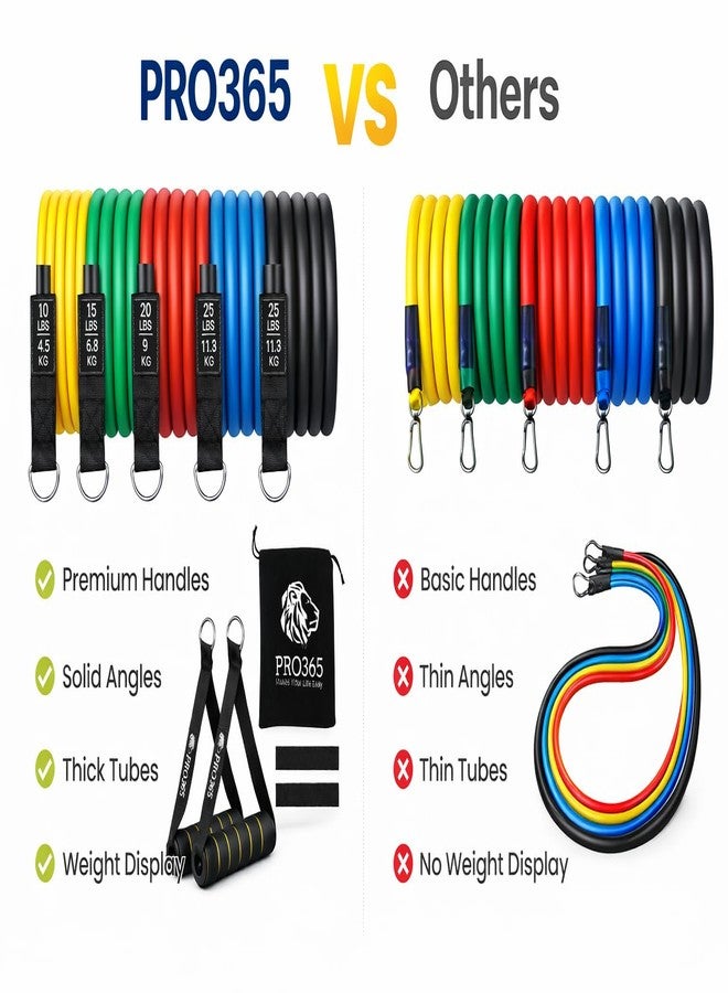 PRO365 Premium Resistance Bands | Visible 100 Lbs Adjustable | Full Set | Thickened Door Anchor | Soft Cushioned Handles | Ankle Straps | Carry Bag | Instruction Manual | 6 Months Warranty - Image 3