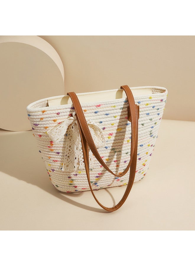 Josiny Elegant Woven Tote Bag, Large Capacity Dopamine Tote, Versatile Commuter Bag For Women - Image 4