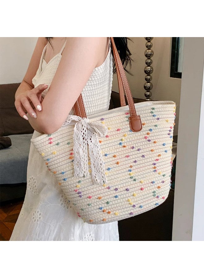 Josiny Elegant Woven Tote Bag, Large Capacity Dopamine Tote, Versatile Commuter Bag For Women - Image 2
