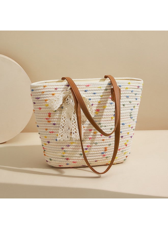 Josiny Elegant Woven Tote Bag, Large Capacity Dopamine Tote, Versatile Commuter Bag For Women - Image 5