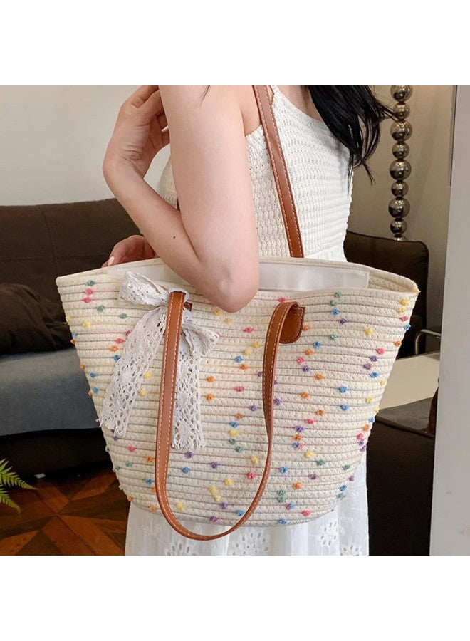 Josiny Elegant Woven Tote Bag, Large Capacity Dopamine Tote, Versatile Commuter Bag For Women - Image 3