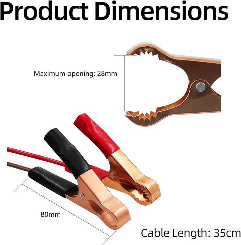 Okaywork 12V 24V Crocodile Clip Car Cigarette Lighter Extension Cable with Car Battery Clamp Clip 35 cm 16AWG Cable Battery Connection Cable Extension Cable Battery Terminals to Cigarette Lighter - Image 2