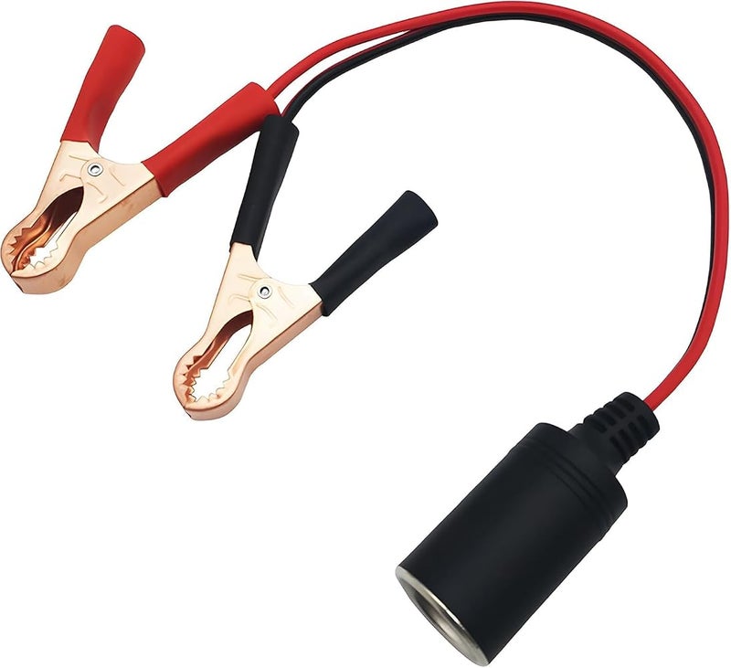 Okaywork 12V 24V Crocodile Clip Car Cigarette Lighter Extension Cable with Car Battery Clamp Clip 35 cm 16AWG Cable Battery Connection Cable Extension Cable Battery Terminals to Cigarette Lighter - Image 1