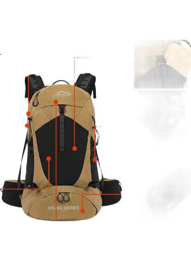 INOXTO Off-Road Hiking Backpack, 35L Large Capacity, Breathable, Water-Resistant, Shoe Compartment, Outdoor Cycling Backpack, 8107 Khaki Color - Image 2