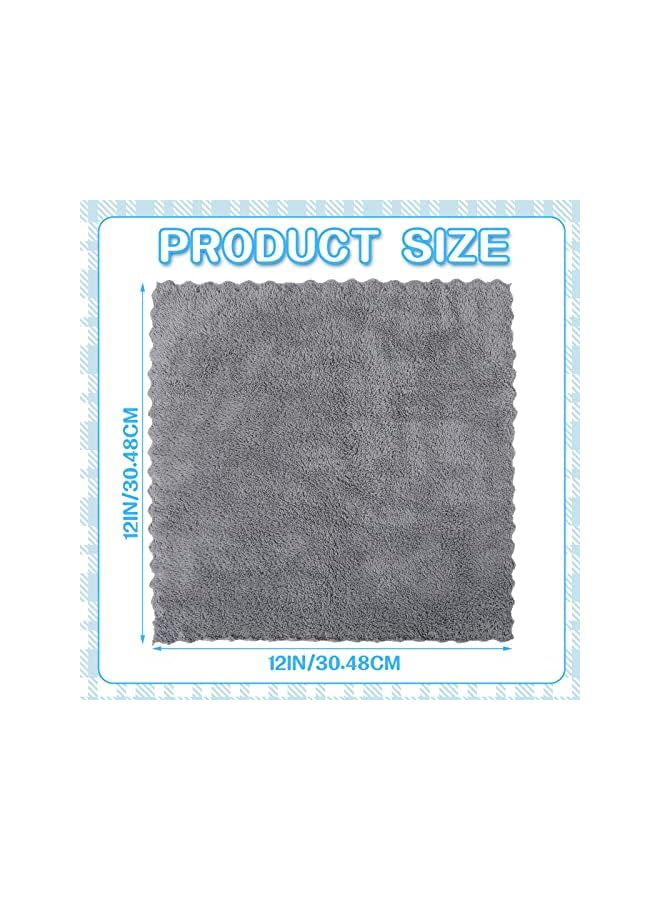 The Bros 50 قطعة من مناشف اليد 12 × 12 بوصة تجفيف سريع ميكروفايبر قماش كورال فليس عالي الامتصاص مناشف قماشية ناعمة مناشف وجه امتصاص عالية قماش كورال فليس للفنادق الحمام سبا للأطفال رمادي أبيض - Image 3